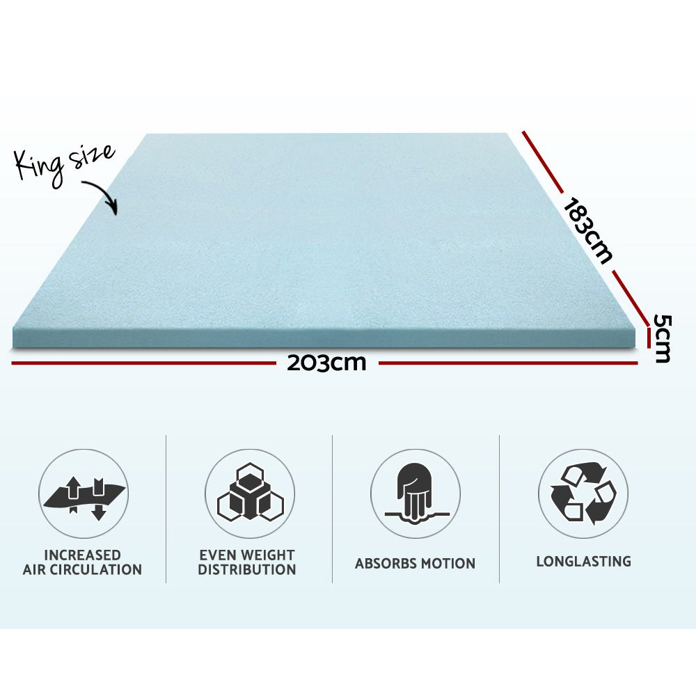 Giselle King Mattress Topper Memory Foam Cool Gel 5cm