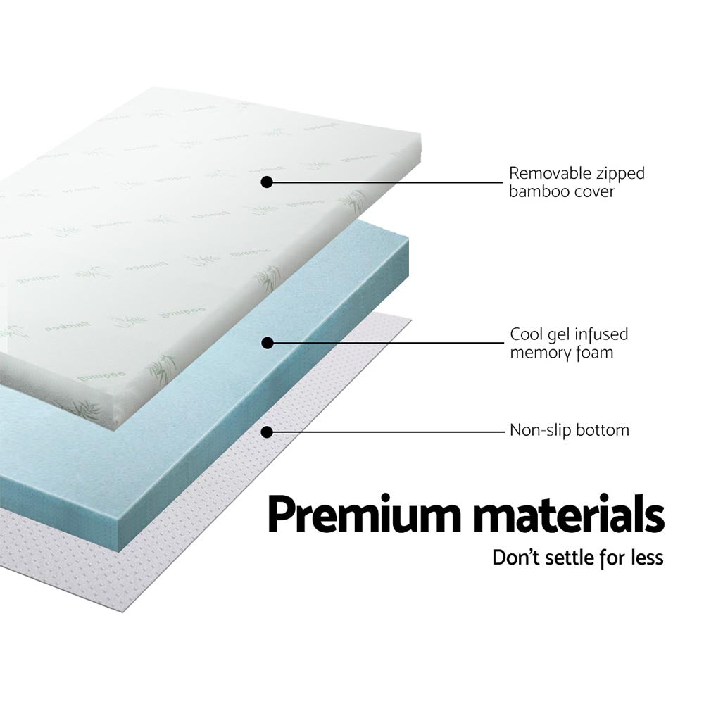 Giselle Single Mattress Topper Memory Foam Cool Gel 5cm