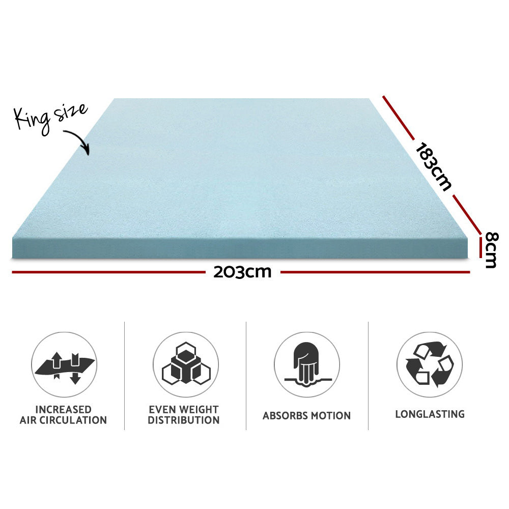 Giselle King Mattress Topper Memory Foam Cool Gel 8cm
