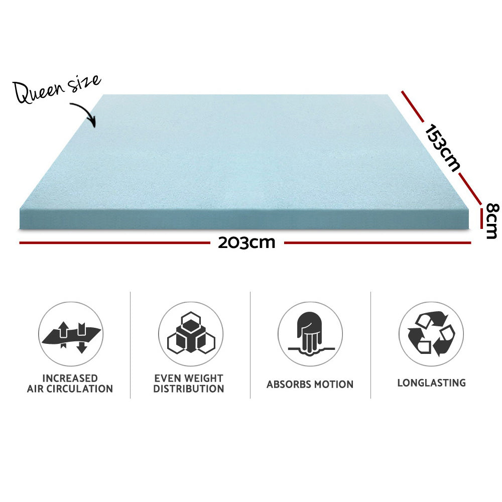 Giselle Queen Memory Foam Mattress Topper Cool Gel 8cm