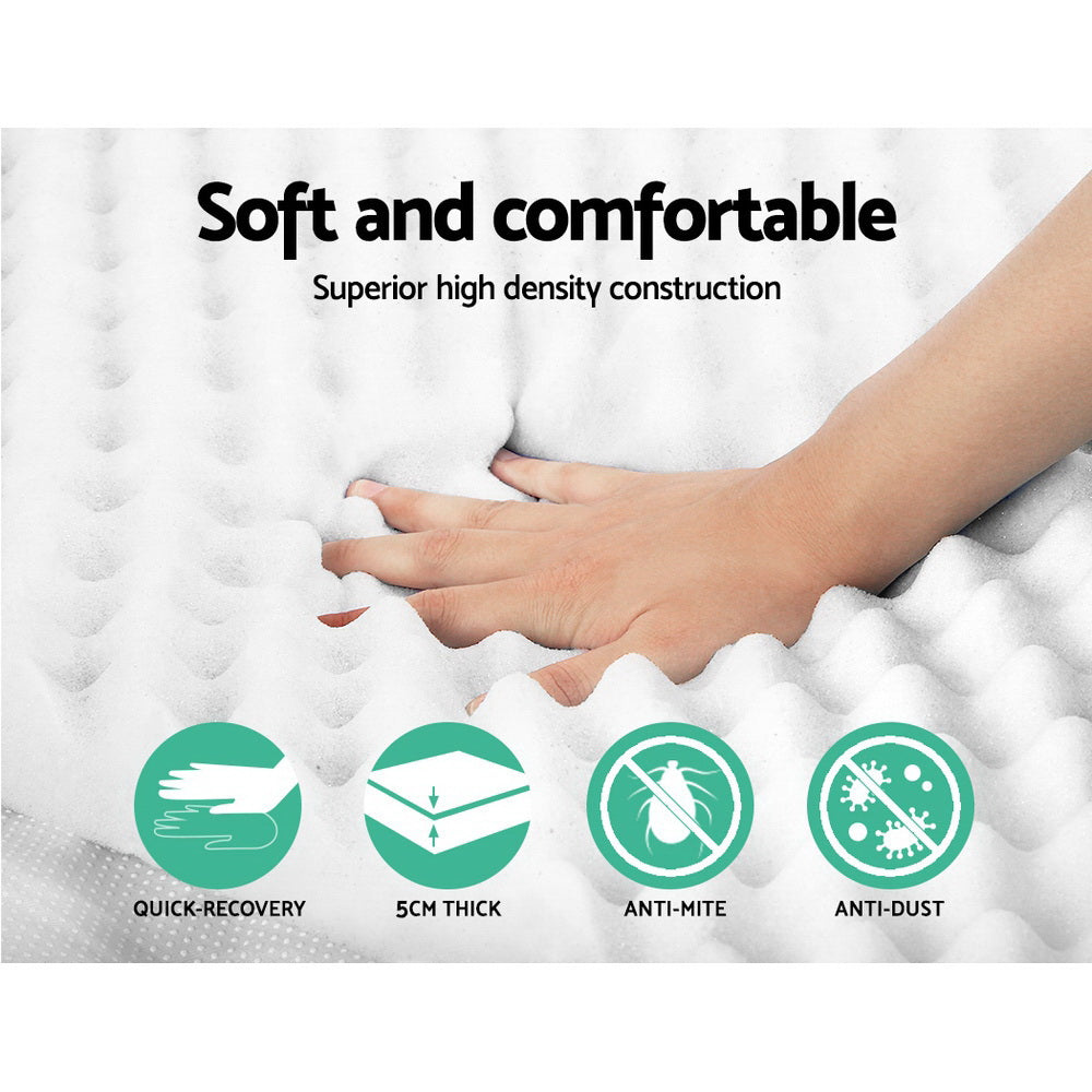 Giselle Bedding Single Mattress Topper Memory Foam Egg Crate 5cm