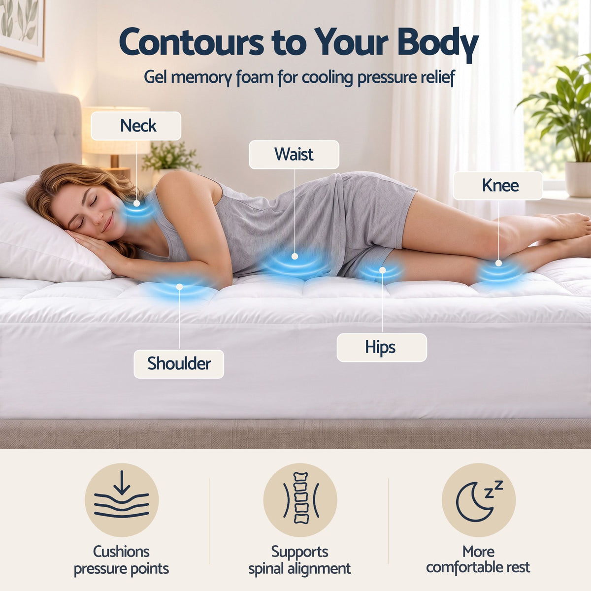 Giselle 5cm Queen Memory Foam Mattress Topper Pillow Top with Gel Foam