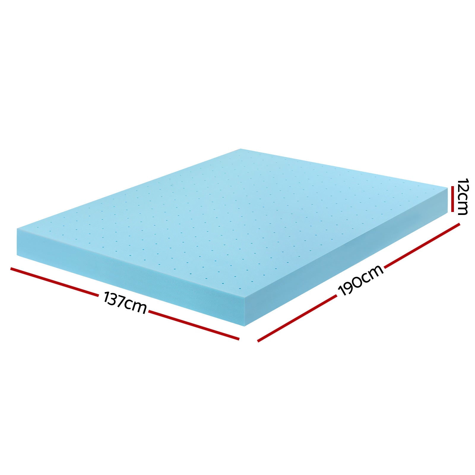 Giselle Double Memory Foam Mattress Topper 12cm Ventilated Cool Gel Bamboo Cover