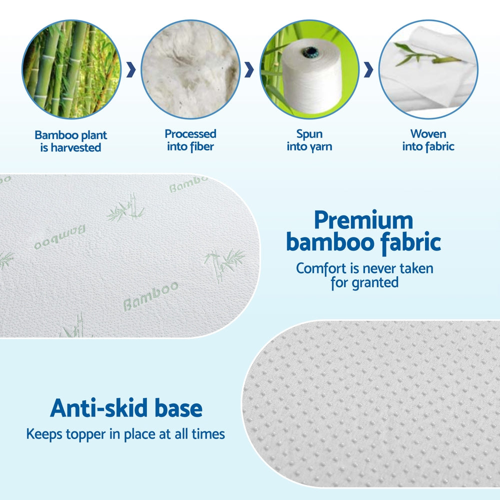Giselle Double Memory Foam Mattress Topper 12cm Ventilated Cool Gel Bamboo Cover