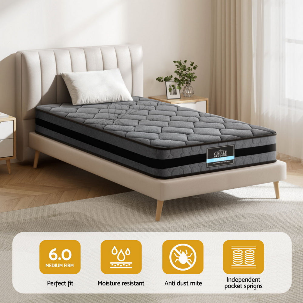 Wendell King Single Pocket Spring Mattress 22cm Medium Firm