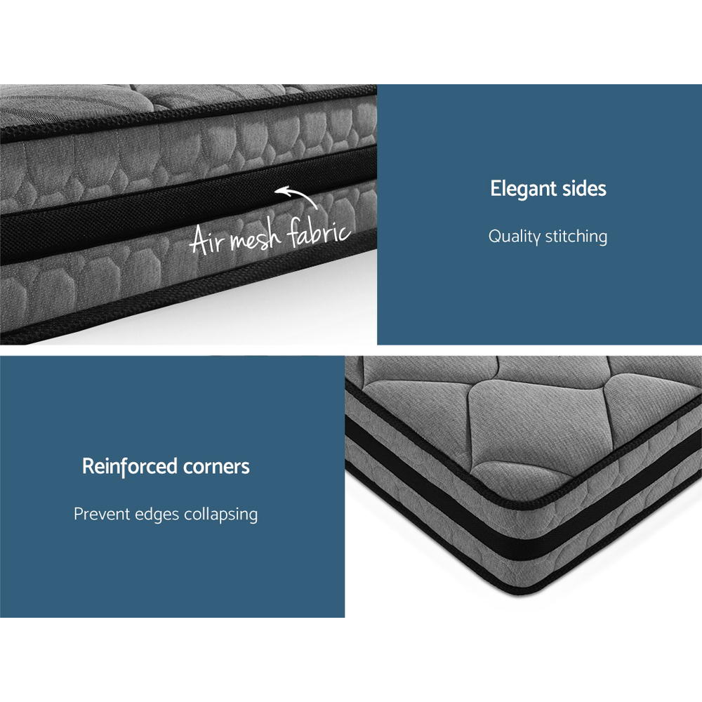 Wendell King Single Mattress Medium Firm 22cm Grey/Black