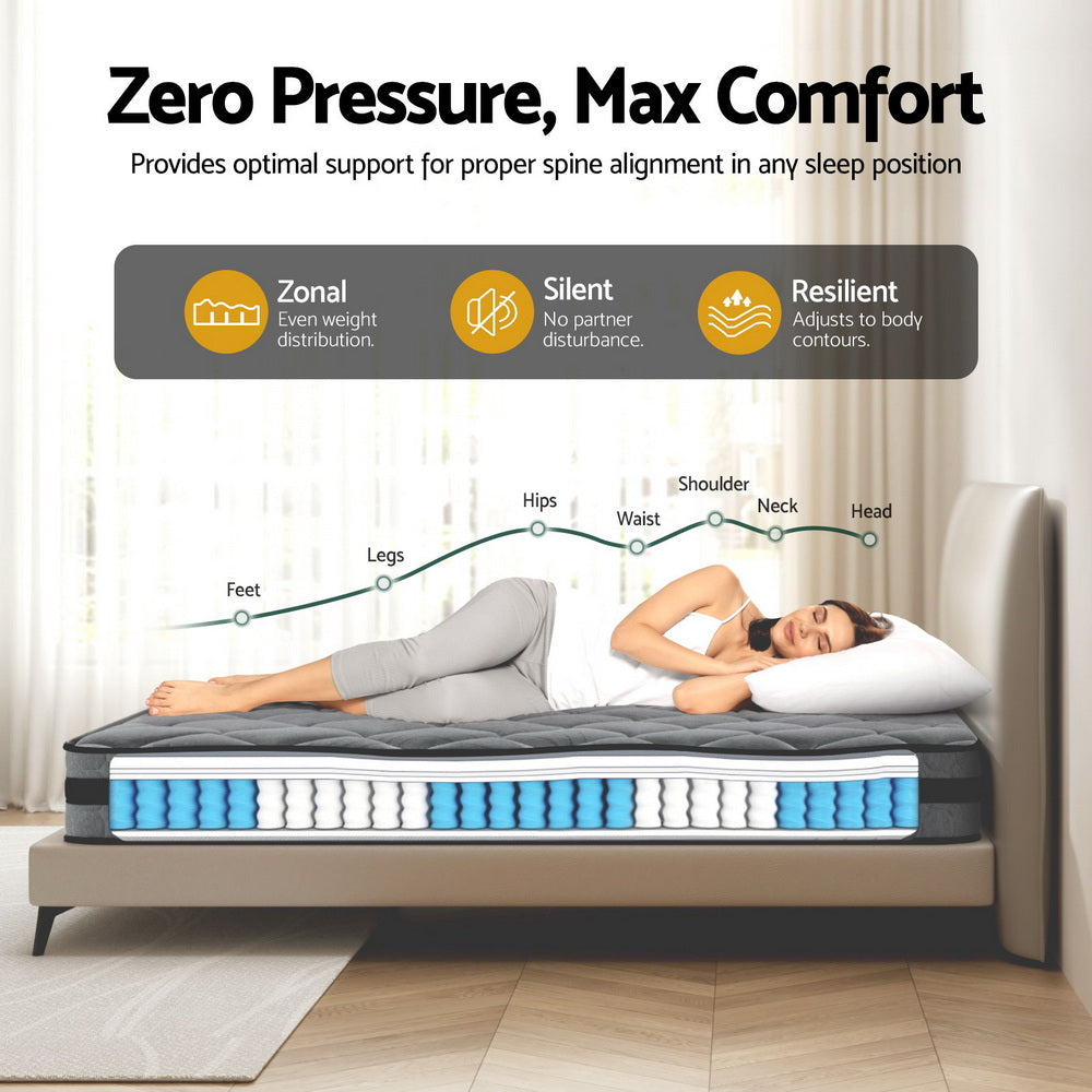 Wendell Single 22cm Pocket Spring Mattress Medium Firm