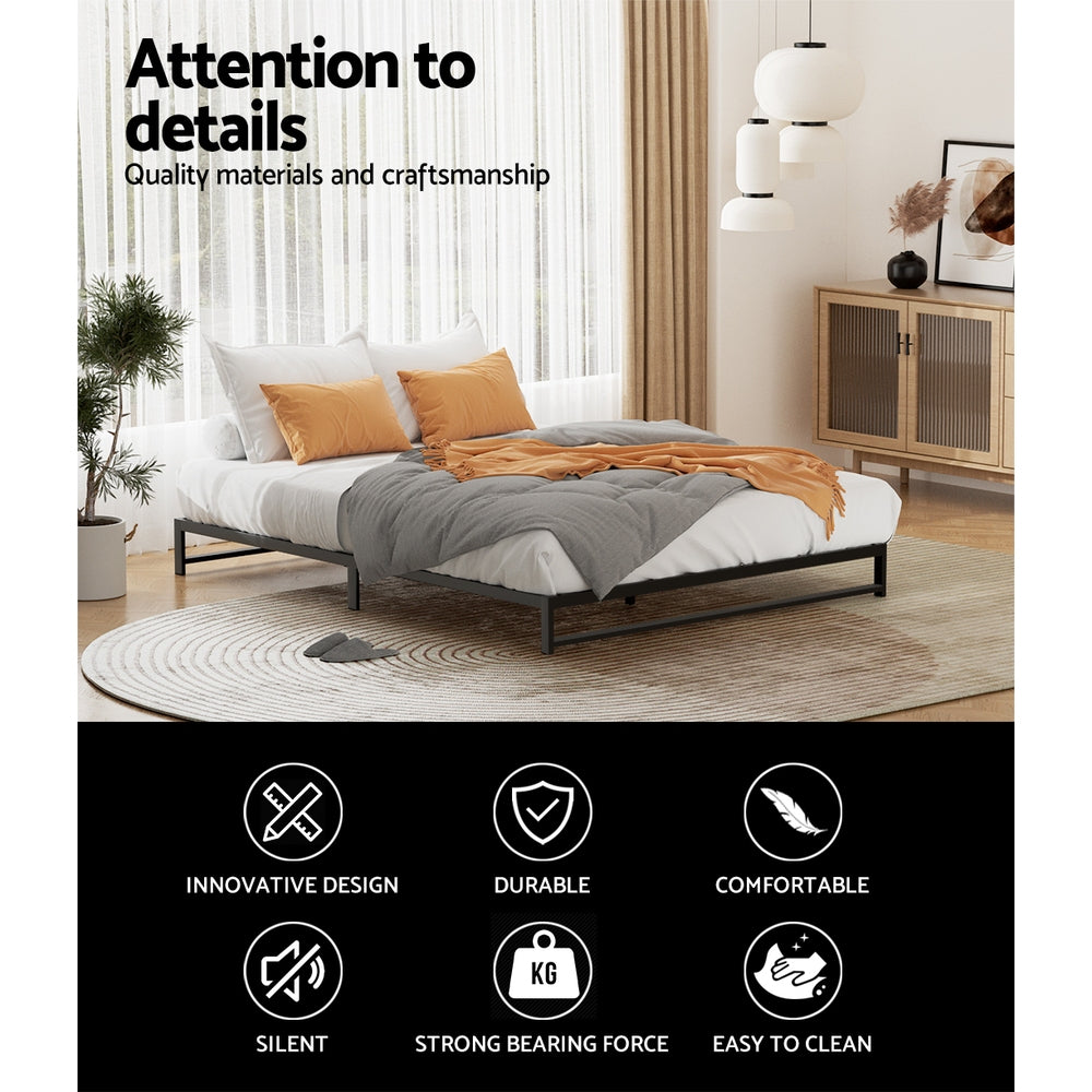 Beru Queen Metal Bed Frame Black