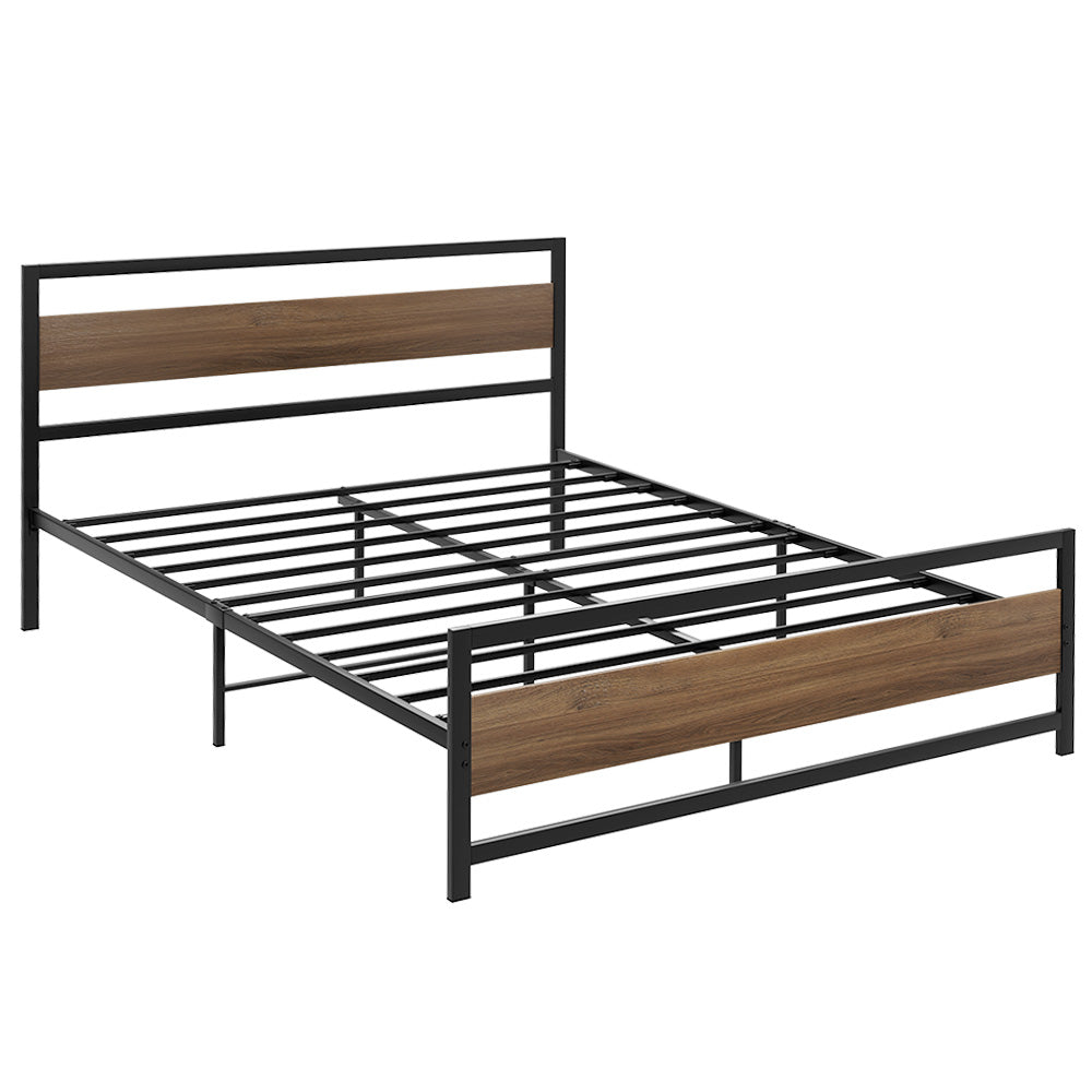 DREW Queen Bed Frame Metal Base Black