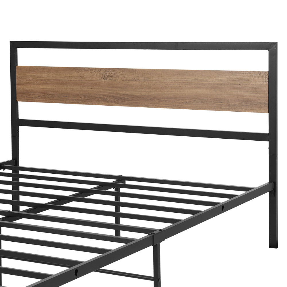 DREW Queen Bed Frame Metal Base Black