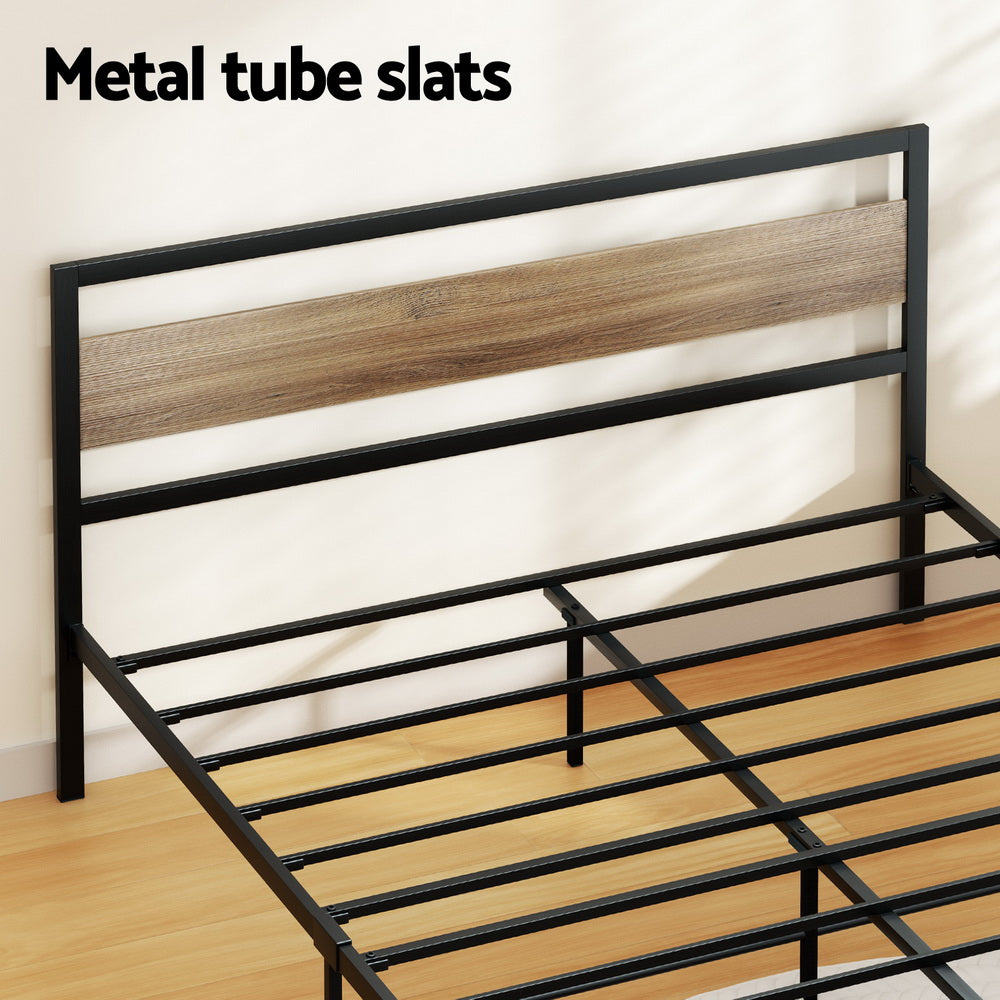 DREW Queen Bed Frame Metal Base Black