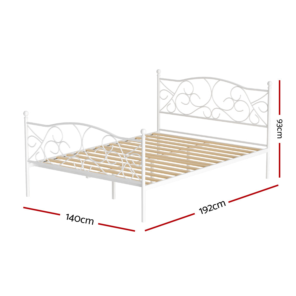GROA Double Metal Bed Frame White