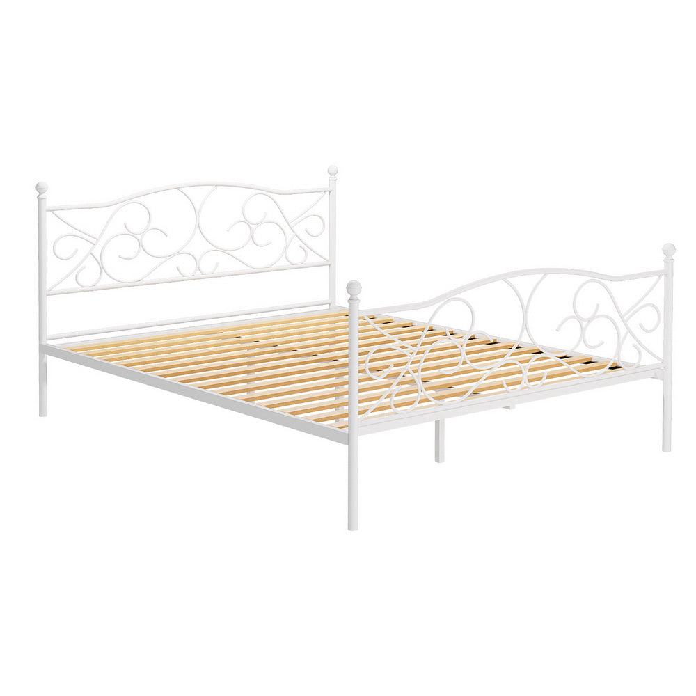 GROA Queen Metal Bed Frame White