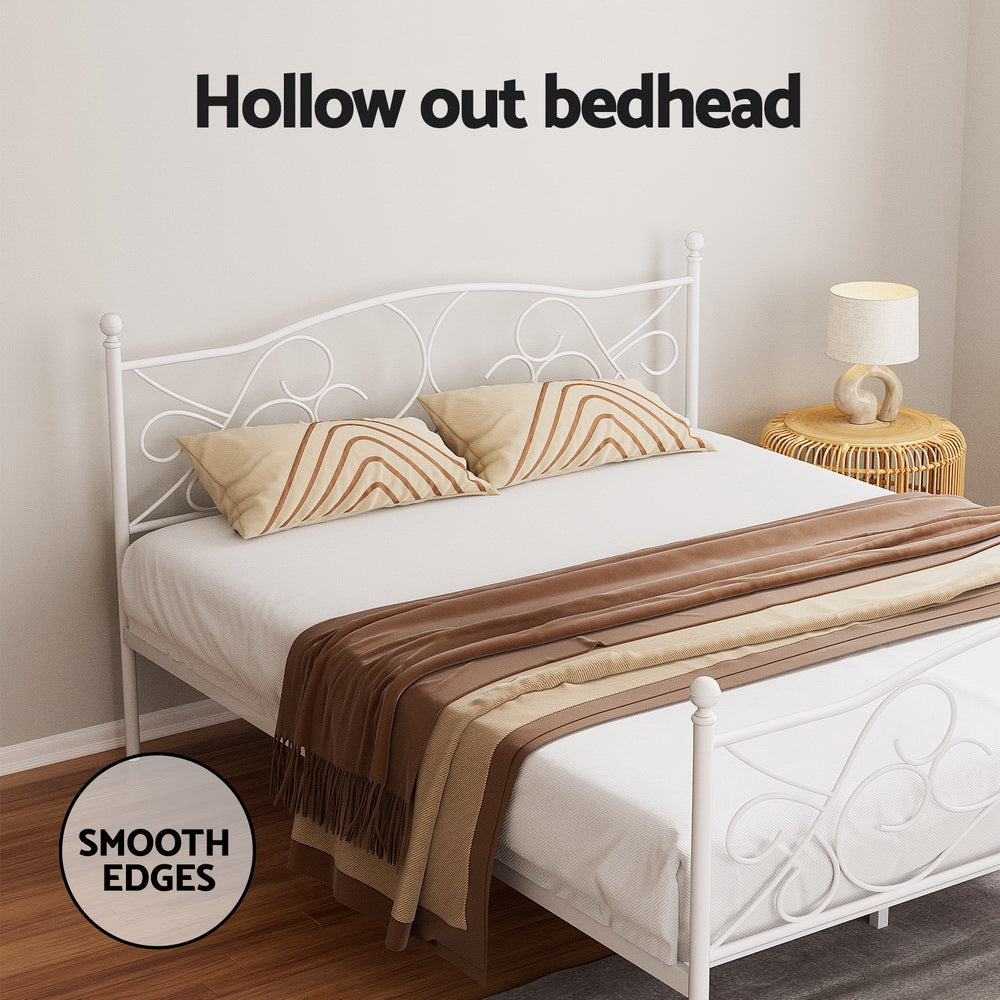 GROA Queen Metal Bed Frame White
