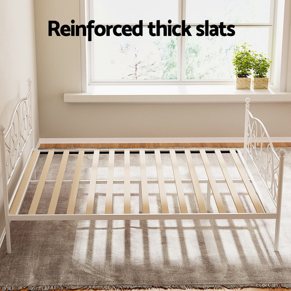 GROA Queen Metal Bed Frame White