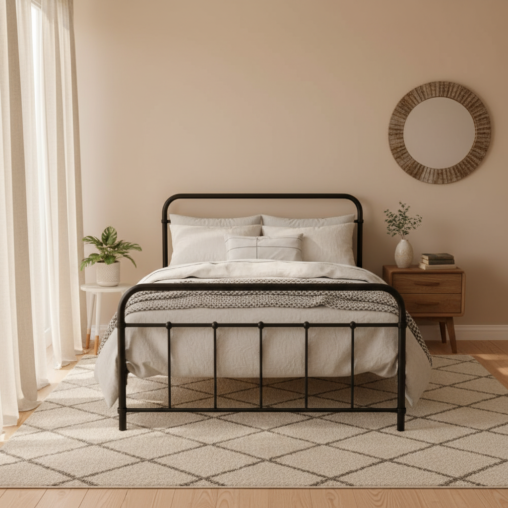 Leo King Single Metal Bed Frame with Underbed Storage Black