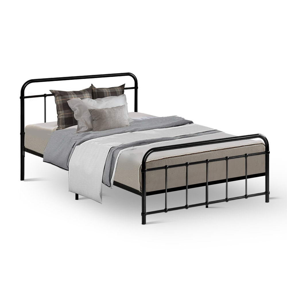 Country-Style Metal Bed Frame, King Single - Black, Artiss