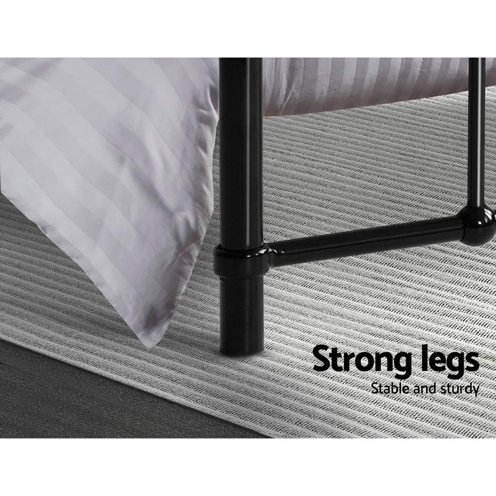 Country-Style Metal Bed Frame, King Single - Black, Artiss