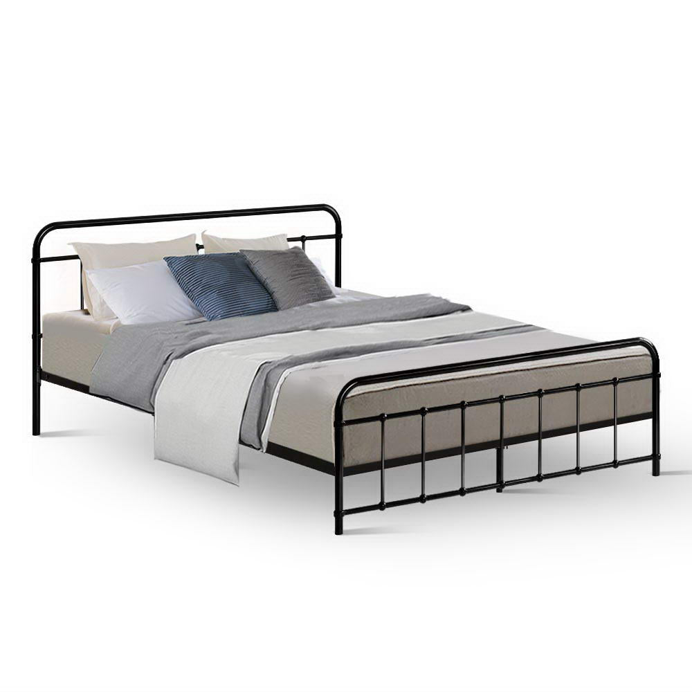Leo Queen Metal Bed Frame Black