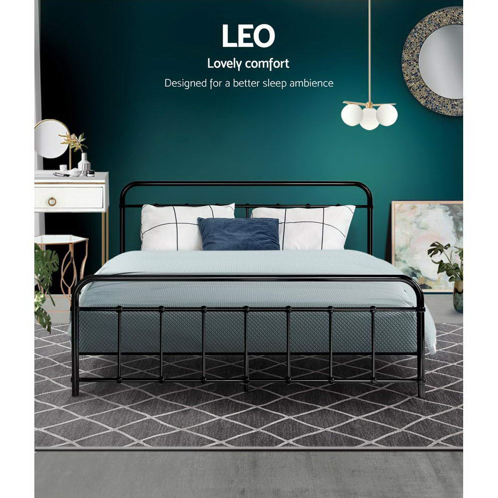 Leo Queen Metal Bed Frame Black