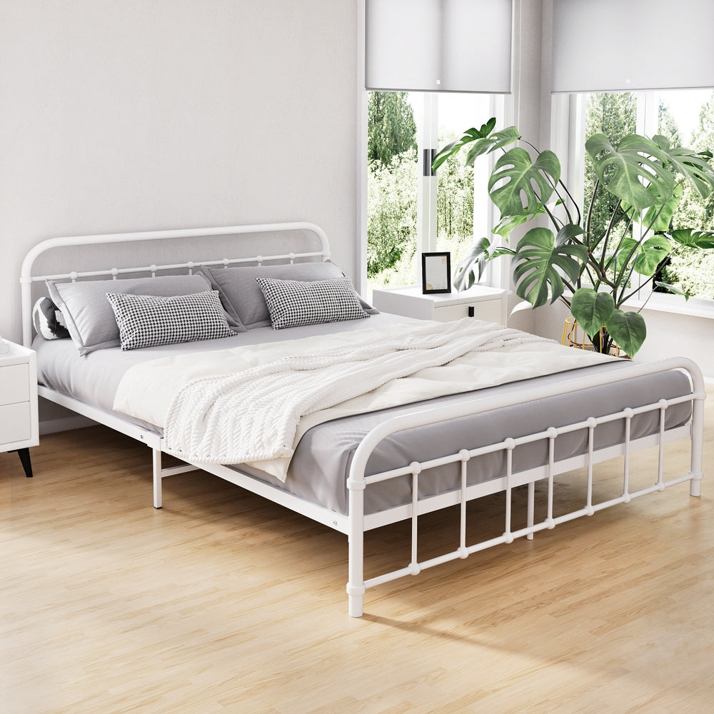 Artiss Bed Frame Metal Bed Frame LEO - Queen White