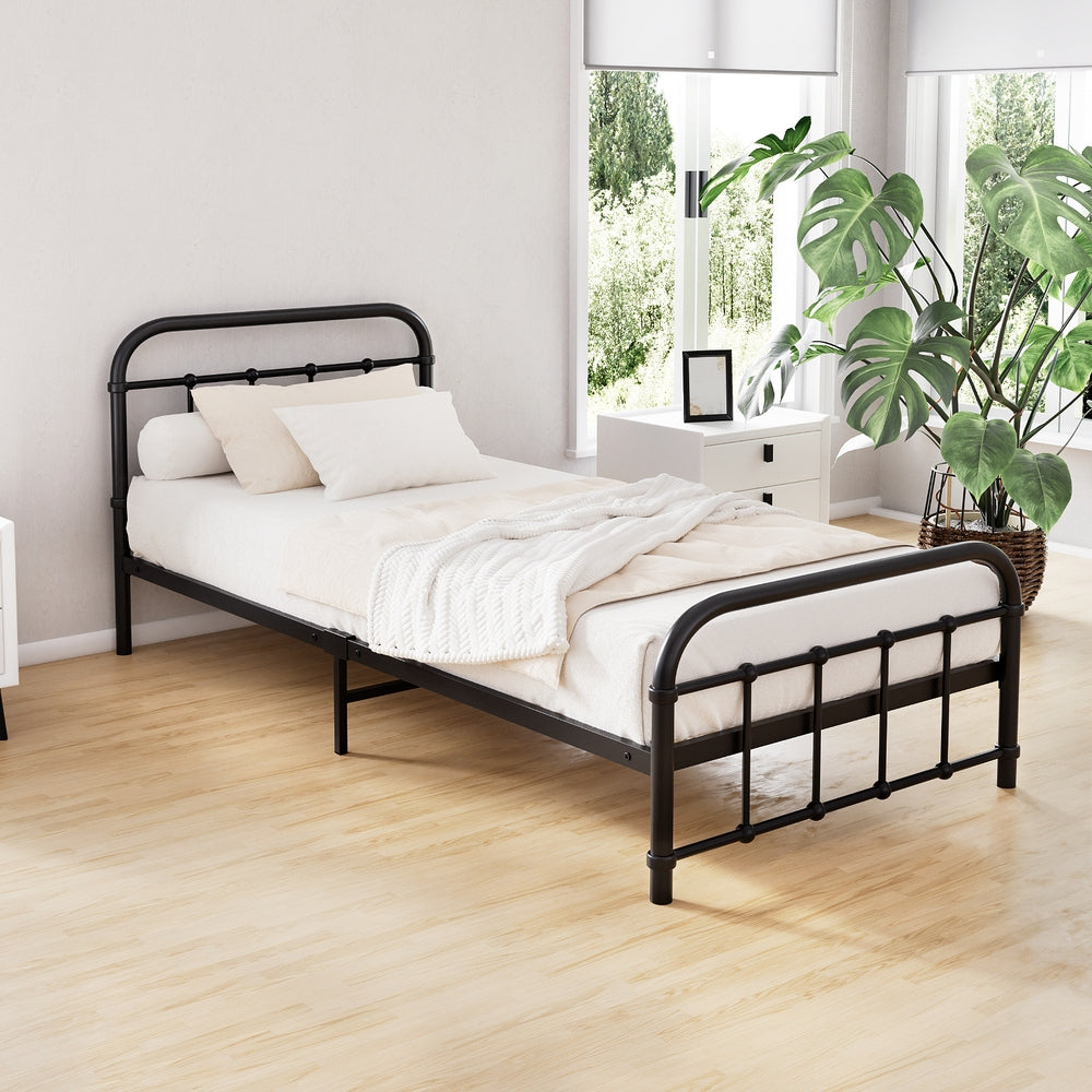 Artiss Bed Frame Metal Bed Frame LEO - Single Black