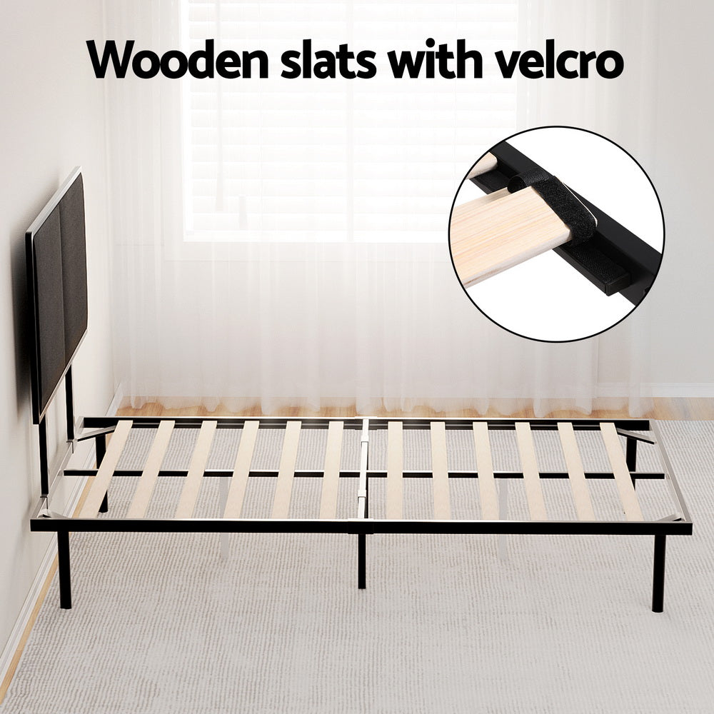 NOE King Single Bed Frame Metal Black