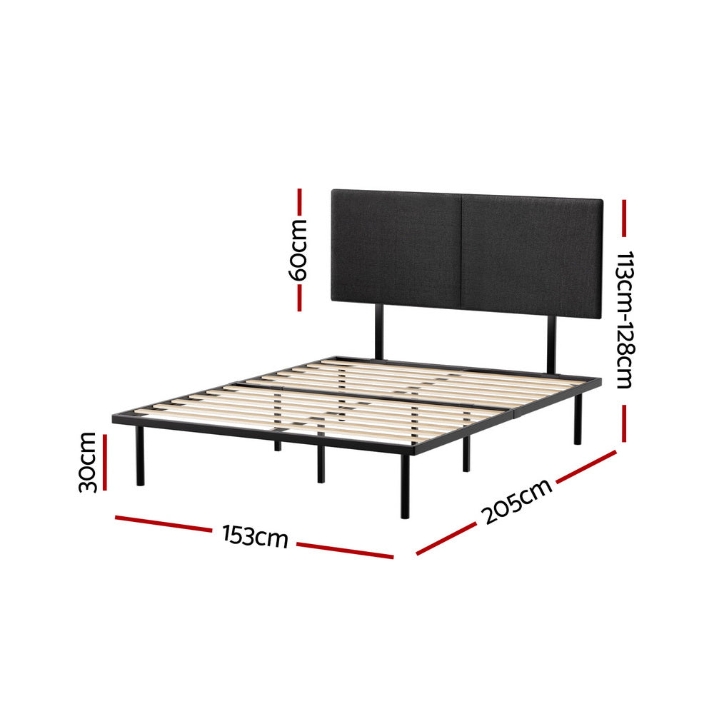 NOR Queen Metal Bed Frame Upholstered Black