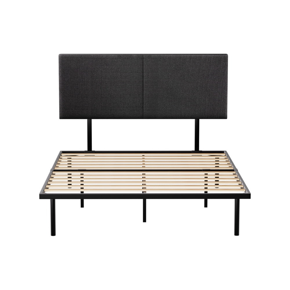 NOR Queen Metal Bed Frame Upholstered Black