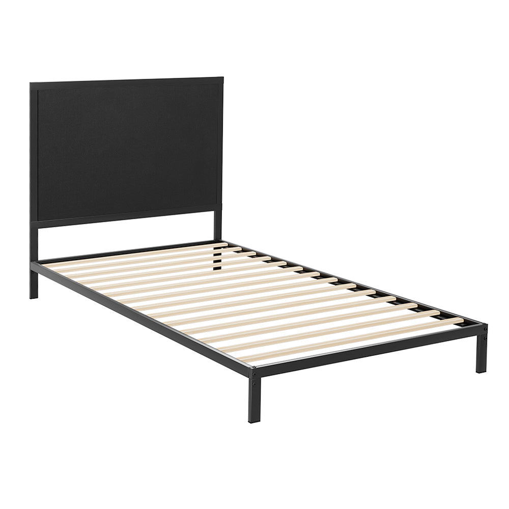 PADA King Single Metal Bed Frame Upholstered Charcoal