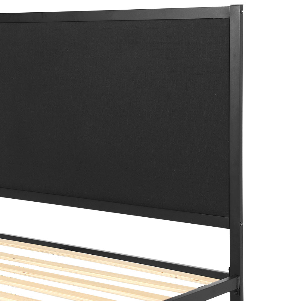 PADA King Single Metal Bed Frame Upholstered Charcoal