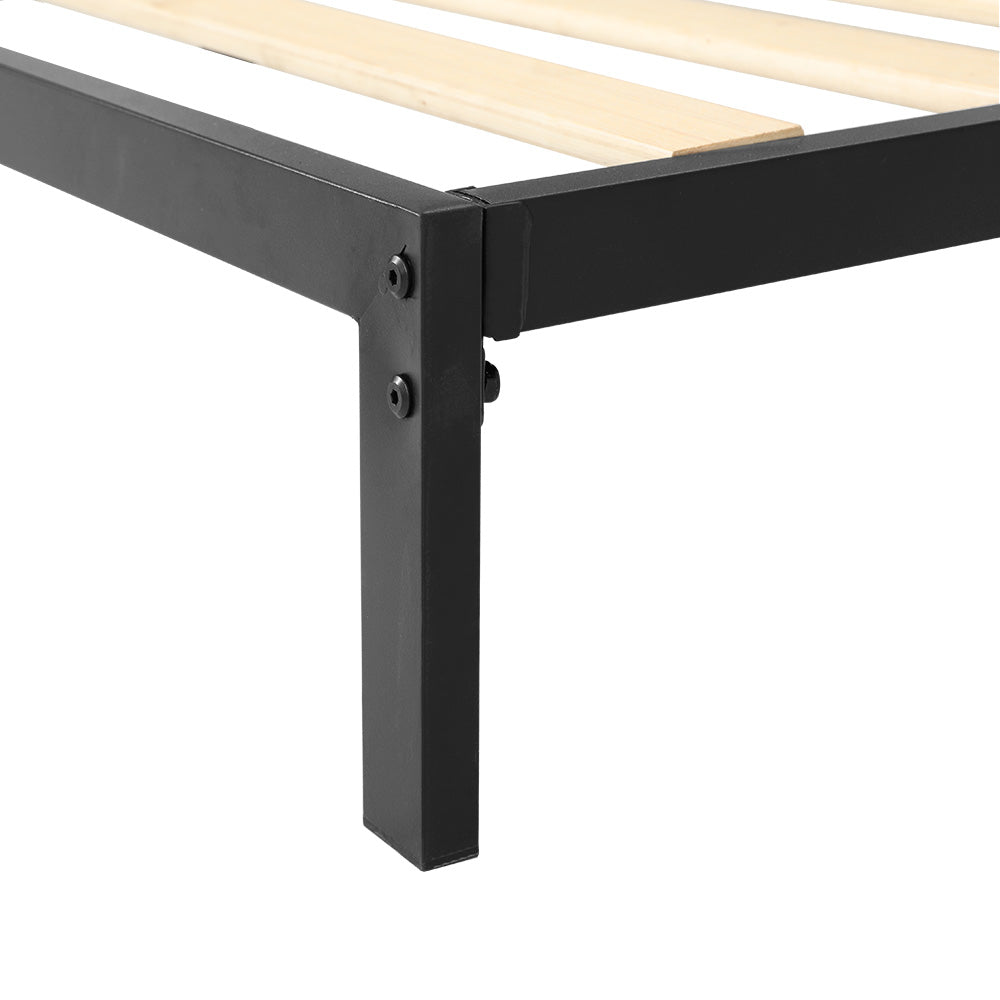PADA King Single Metal Bed Frame Upholstered Charcoal