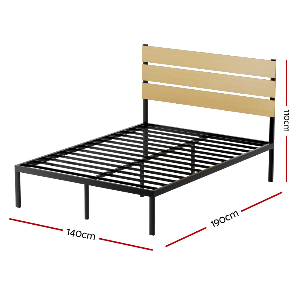 PAULA Double Bed Frame Metal Base Black