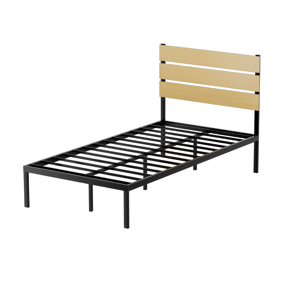 PAULA King Single Bed Frame Metal Base Black