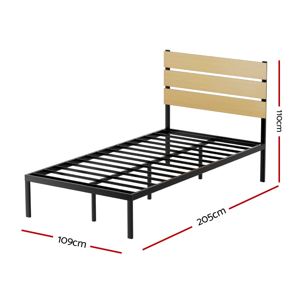 PAULA King Single Bed Frame Metal Base Black