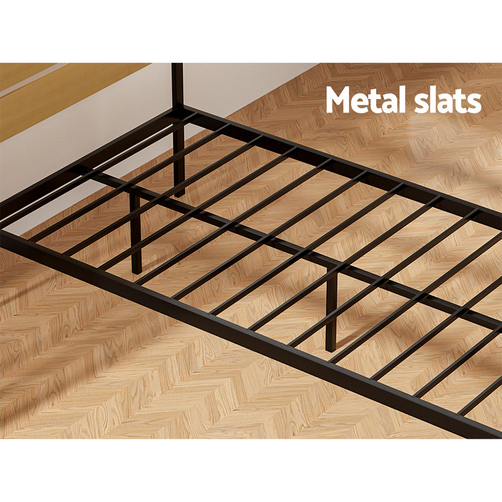 PAULA King Single Bed Frame Metal Base Black