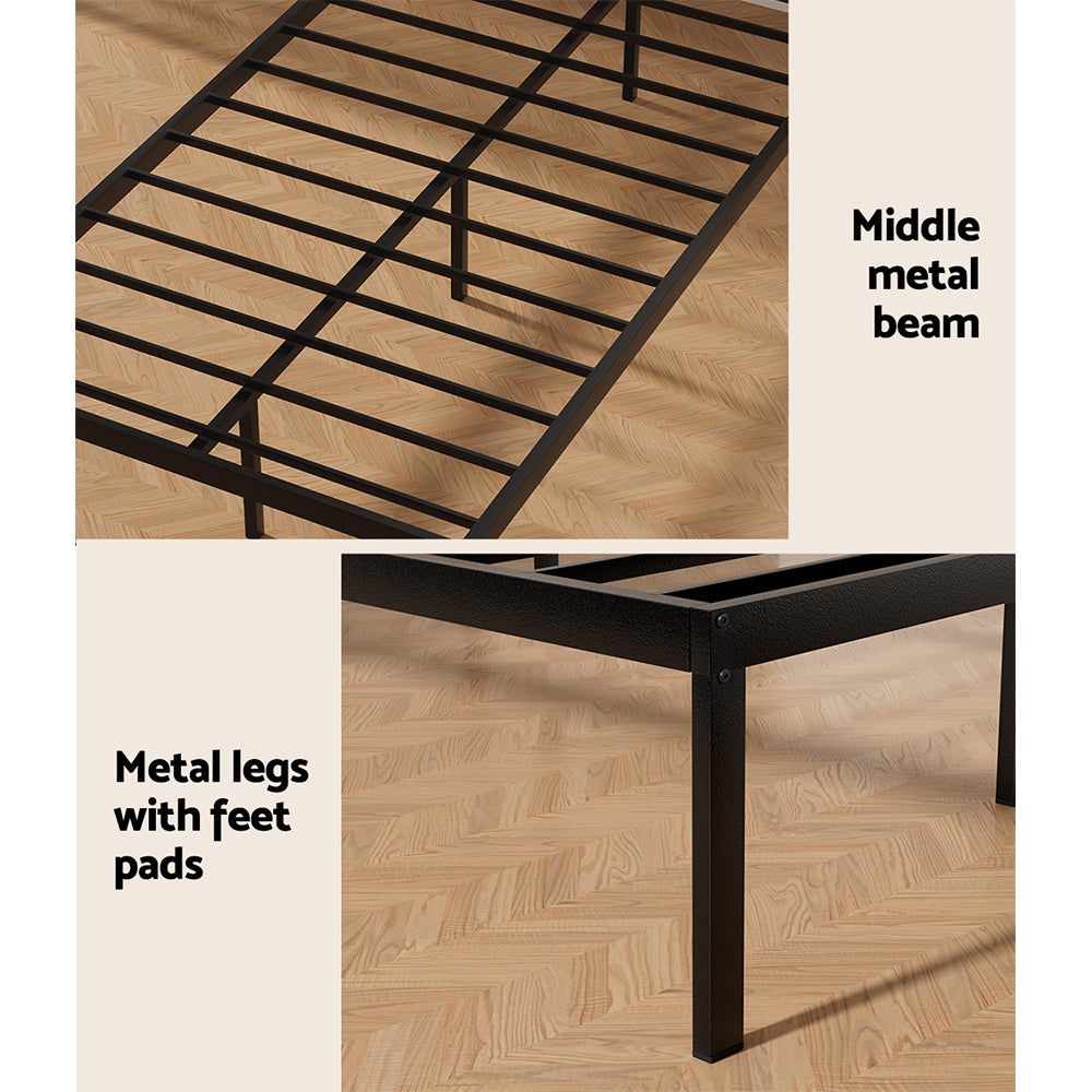 PAULA King Single Bed Frame Metal Base Black