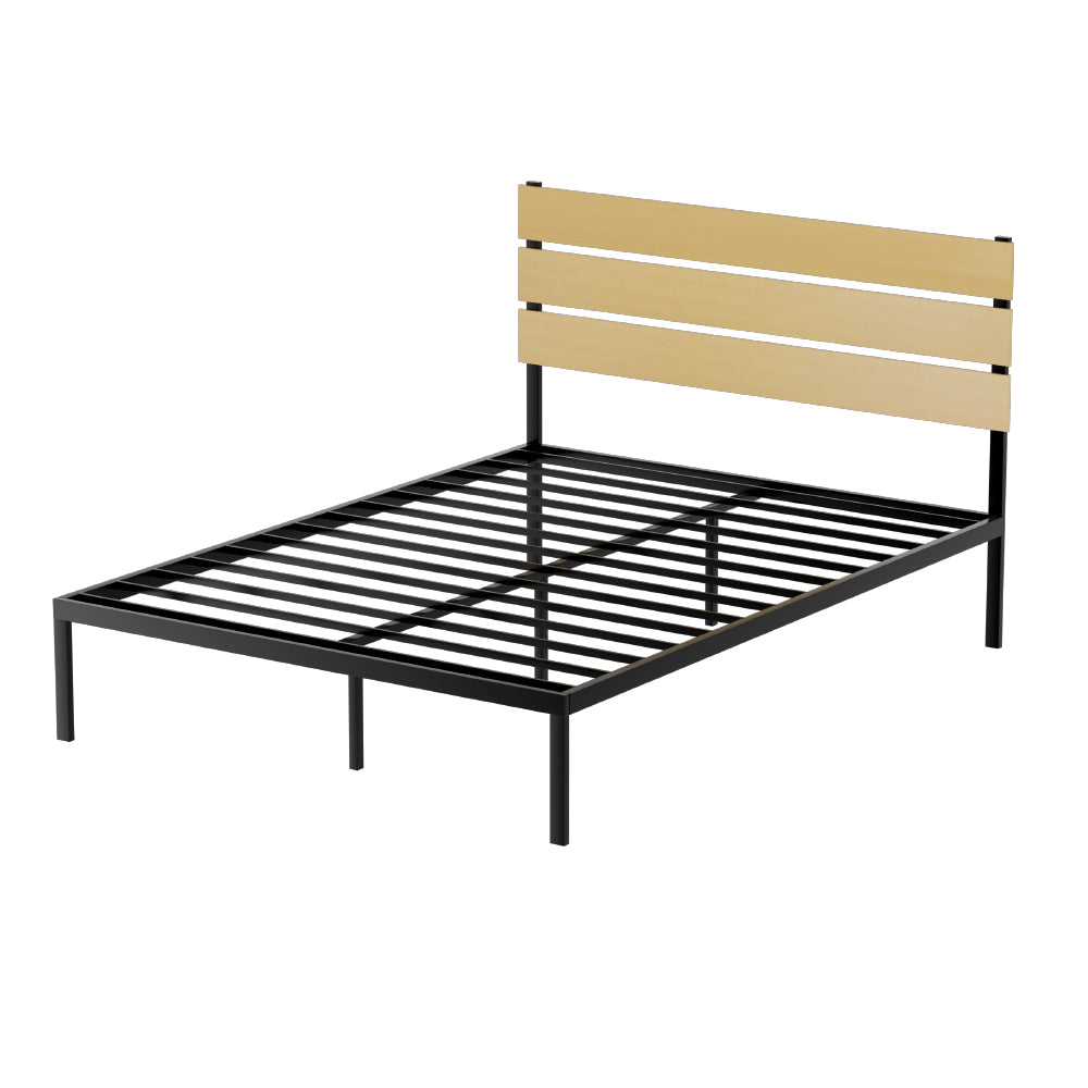 PAULA Queen Bed Frame Metal Base Black