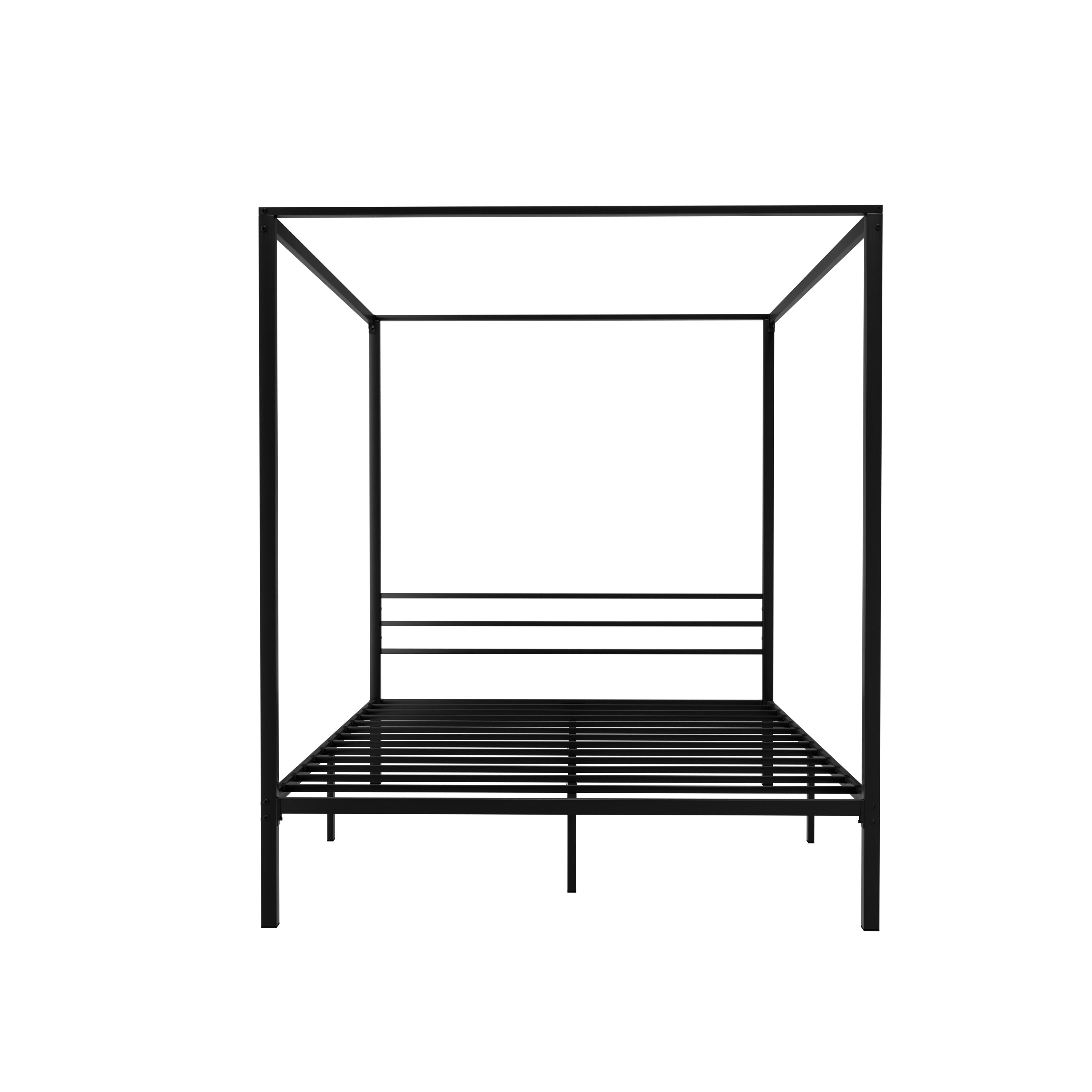 Pochy Queen Metal Bed Frame Canopy Black