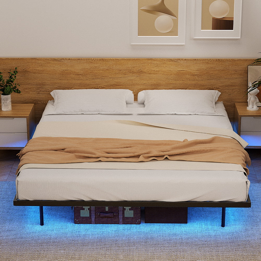 Ray King Floating Metal Bed Frame with LED Lights