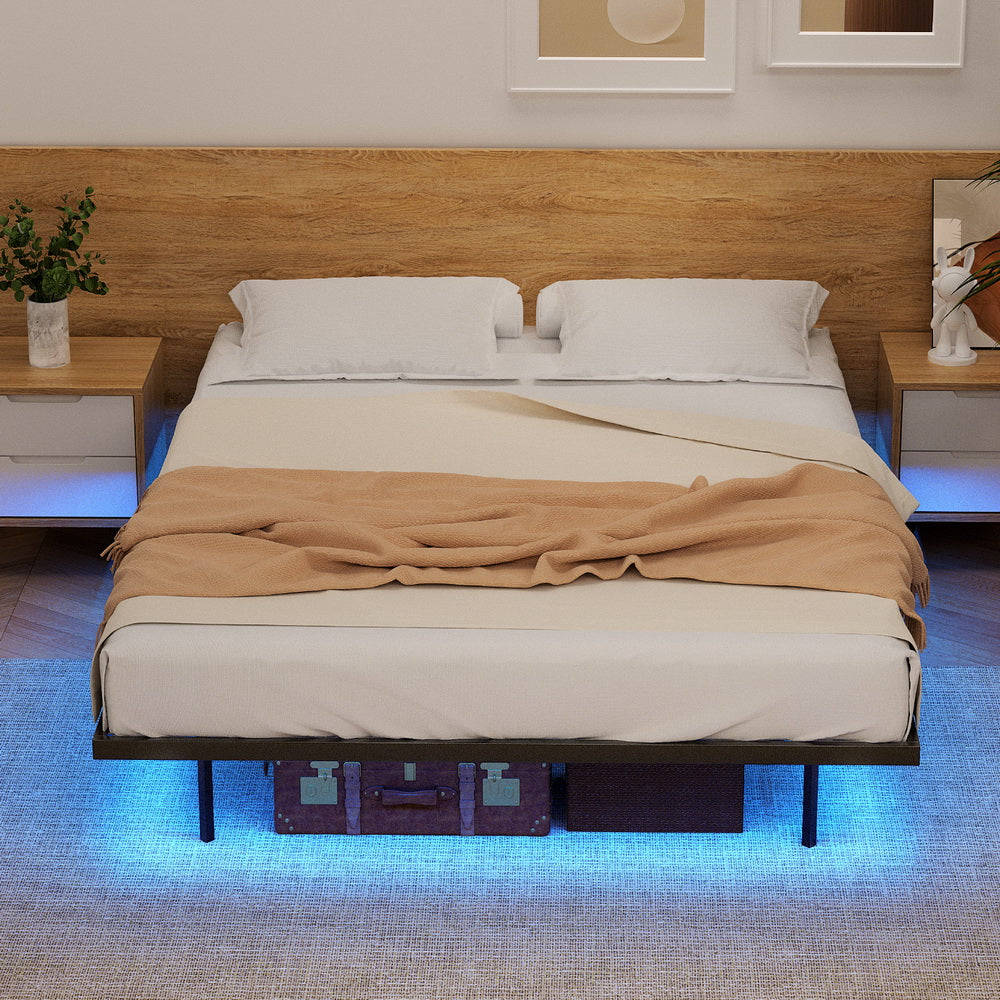 Ray Queen Metal Bed Frame with Floating LED Lights