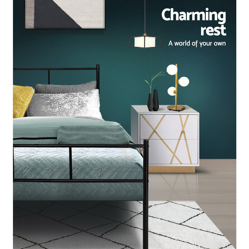 Sol King Single Metal Bed Frame Black