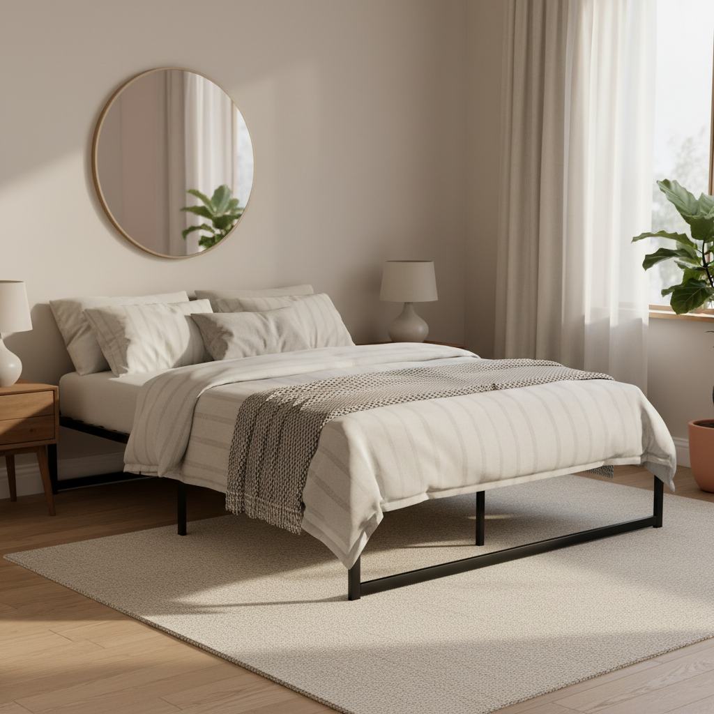 Tino Queen Size Metal Bed Frame with Steel Slats