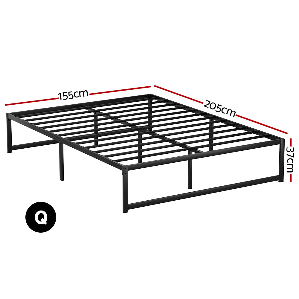 Tino Queen Metal Bed Frame Black