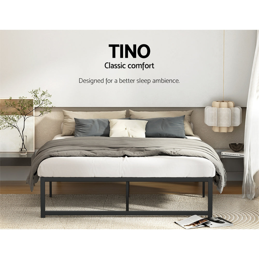 Tino Queen Size Metal Bed Frame in Powder-Coated Steel
