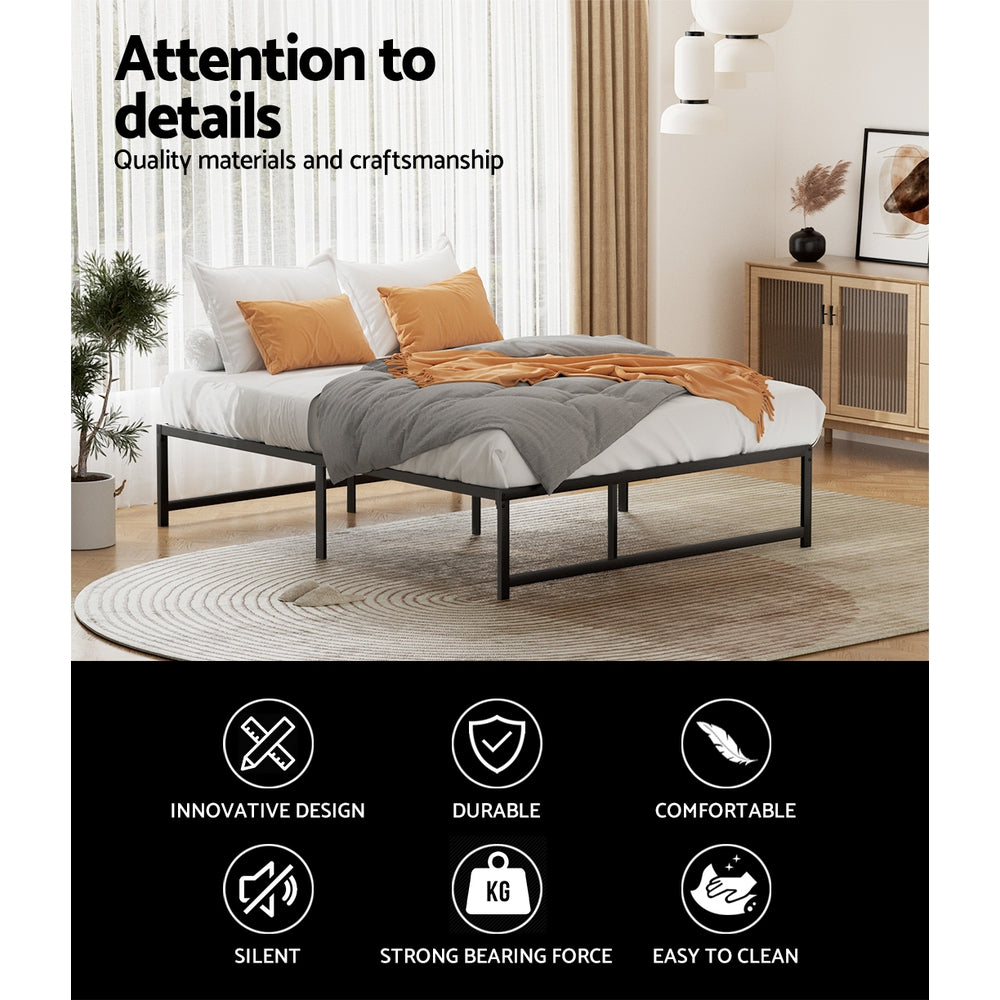 Tino Queen Metal Bed Frame Black