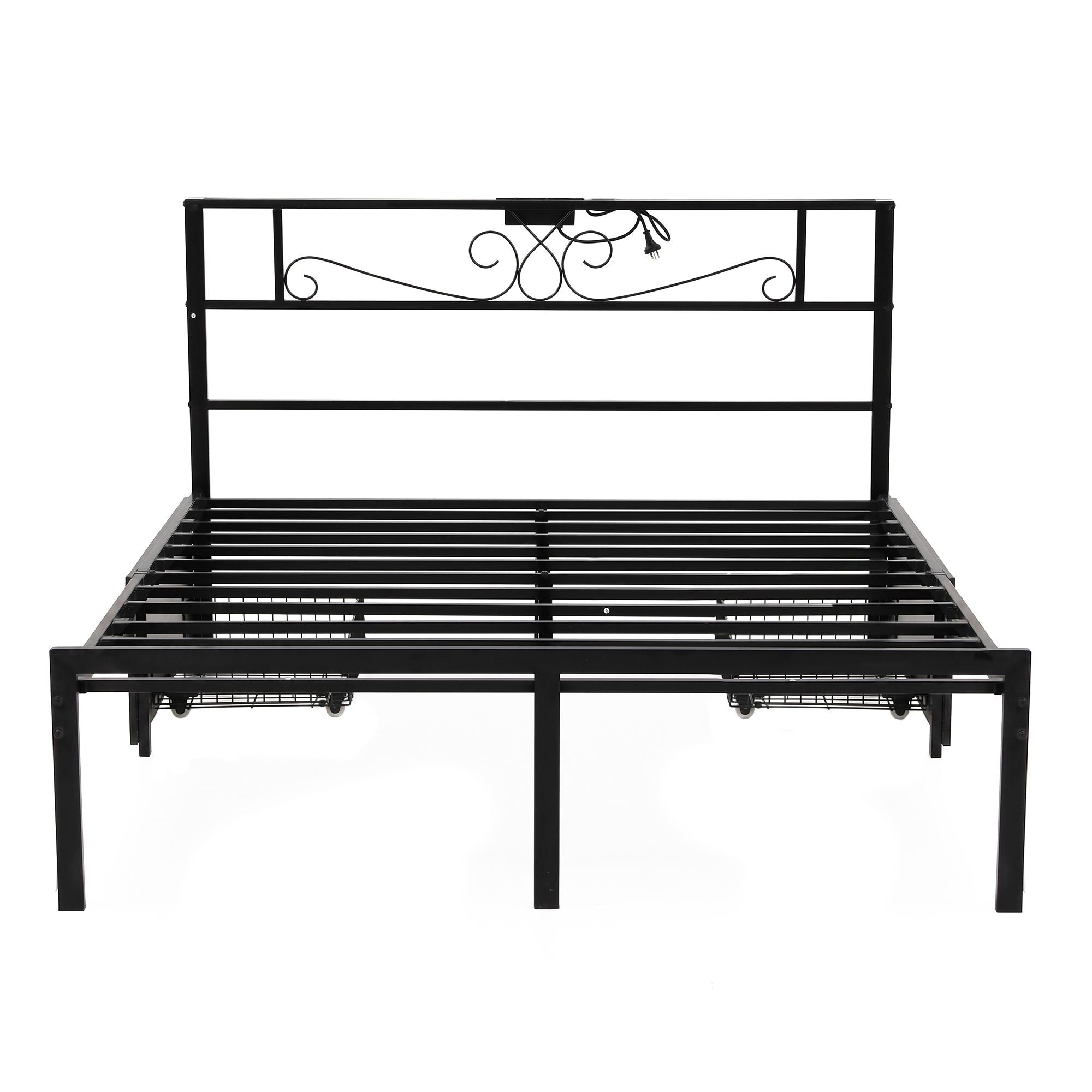 Artiss Queen Bed Frame with Charging Station & Storage Drawers Metal