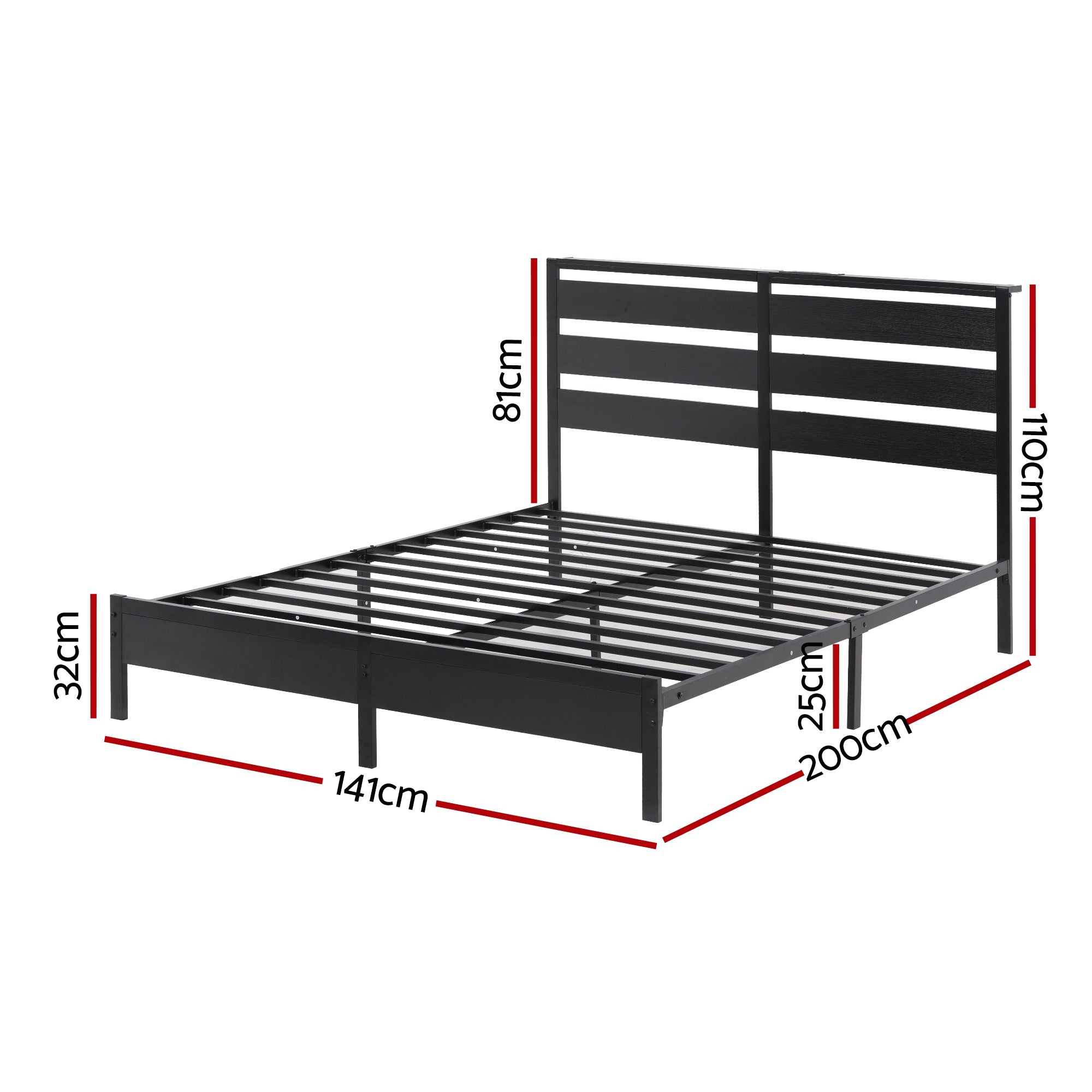 Artiss Bed Frame Double Size LED Metal Bed Base with Charging Station