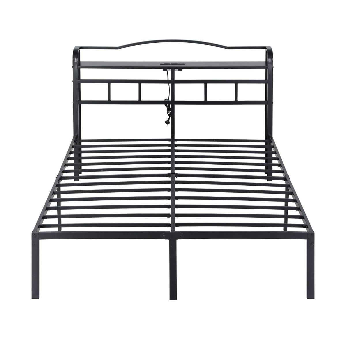 Wave Double Metal Bed Frame with Charging Station