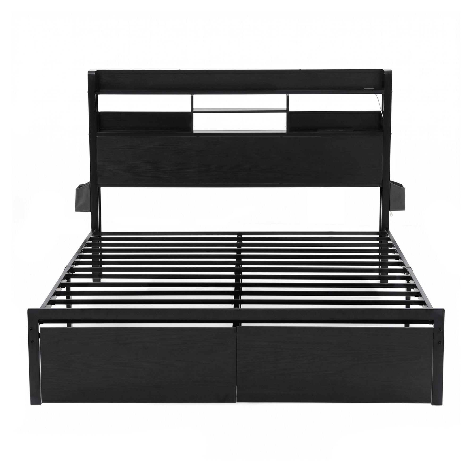 Artiss Bed Frame King with Charging Station Storage Organizer Drawers LED ZAC